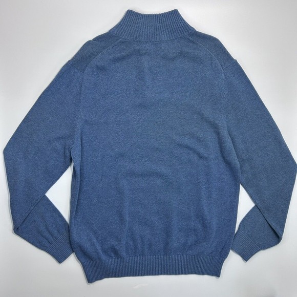 Nautica Sweater Mens Large Blue Pullover Quarter Zip Logo Mock Neck - Picture 2 of 7
